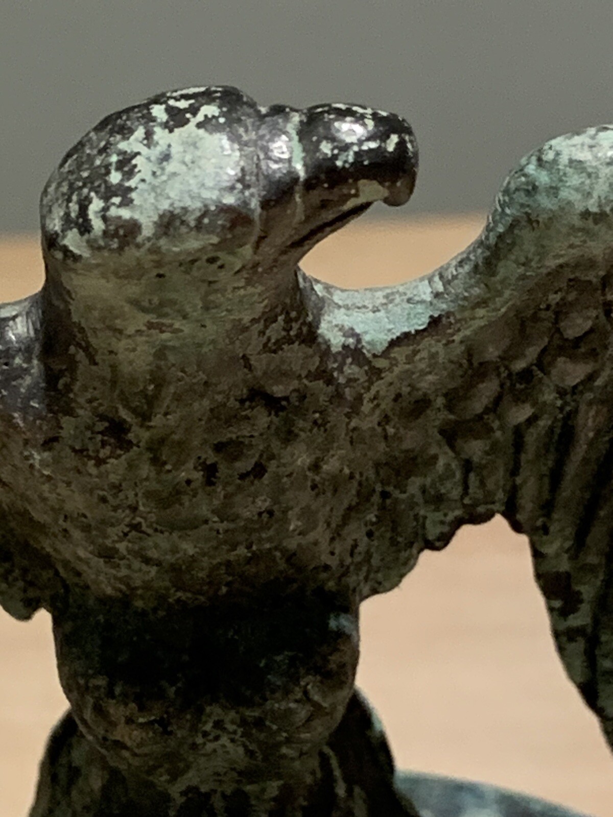 Old Eagle Topper, Finial, 2 Piece, Heavy Green Tarnish, Copper or Brass?