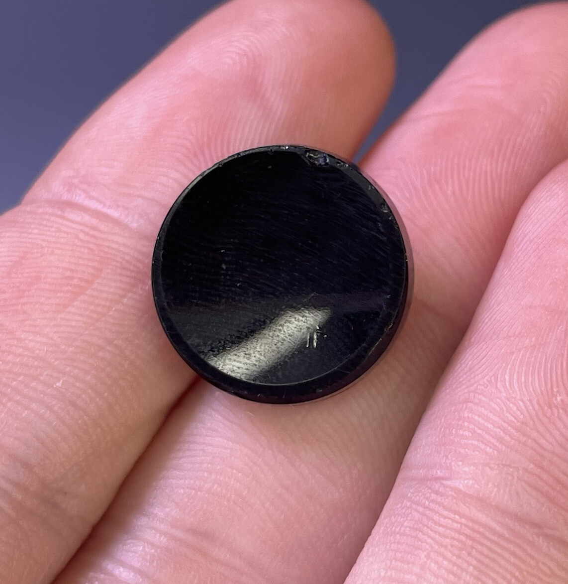 Antique Victorian Amethyst Purple Glass & Brass Mourning Button 19th Early 20th