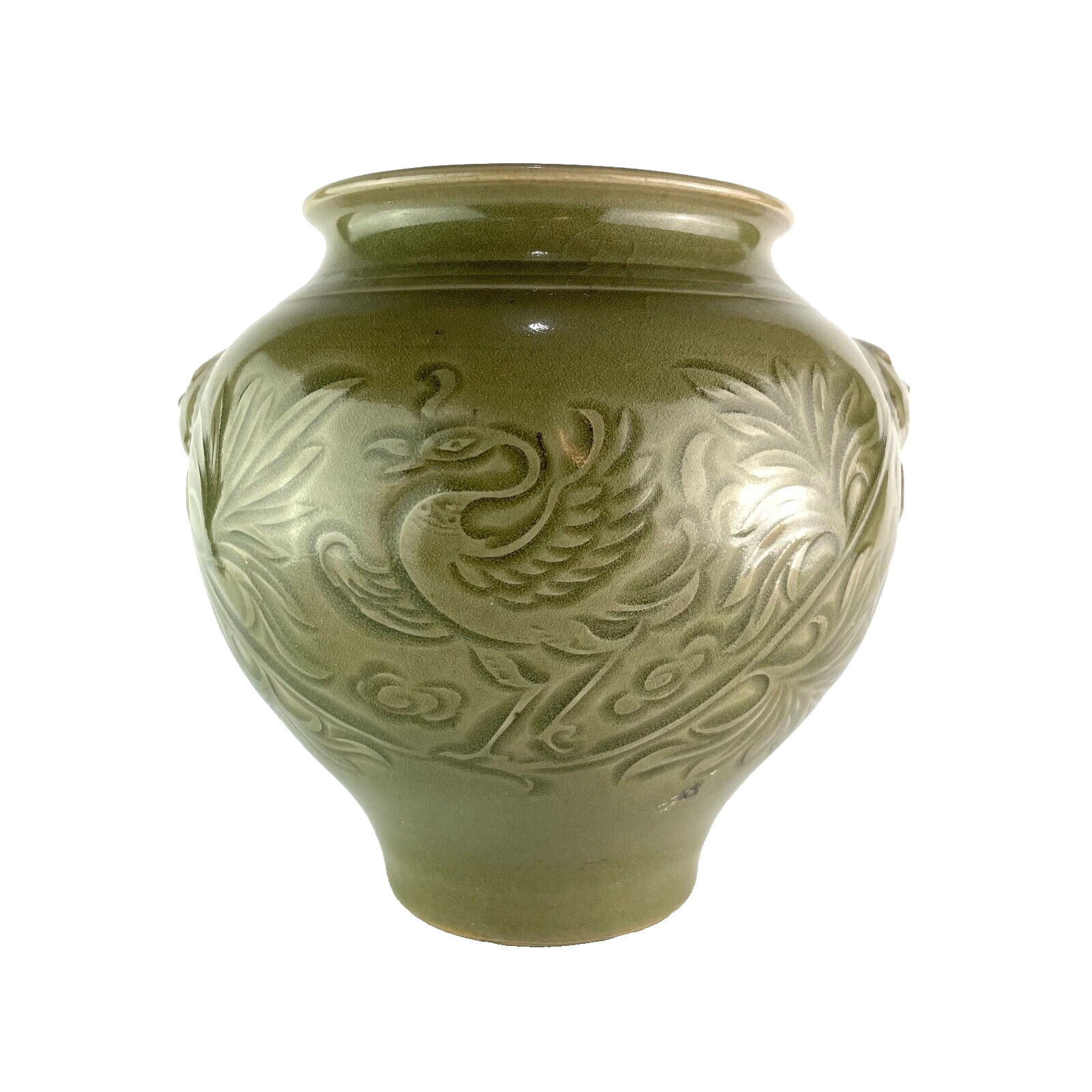Rare Chinese porcelain Yaozhou Kiln Green Glaze Jar Song Dynasty (960-1279)