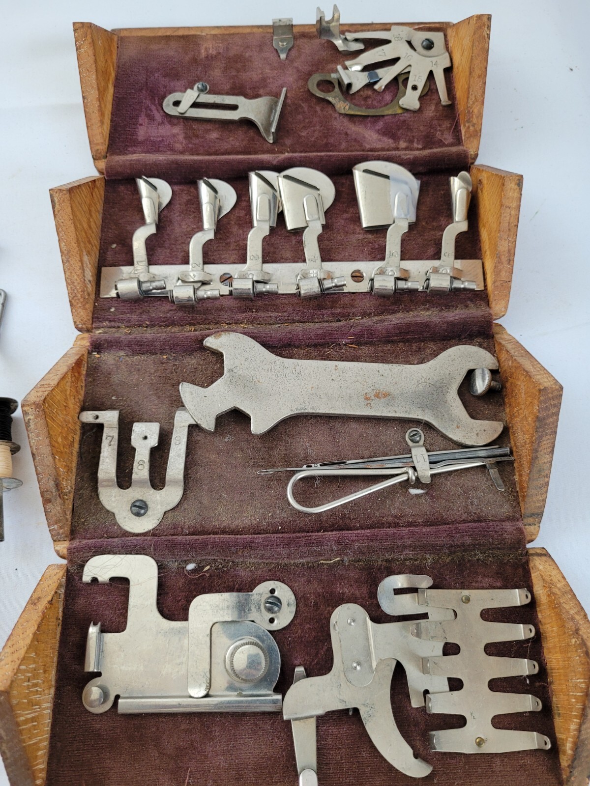 Rare Singer Sewing Machine Machinist Tool Set in Wooden Box Patented 1889!