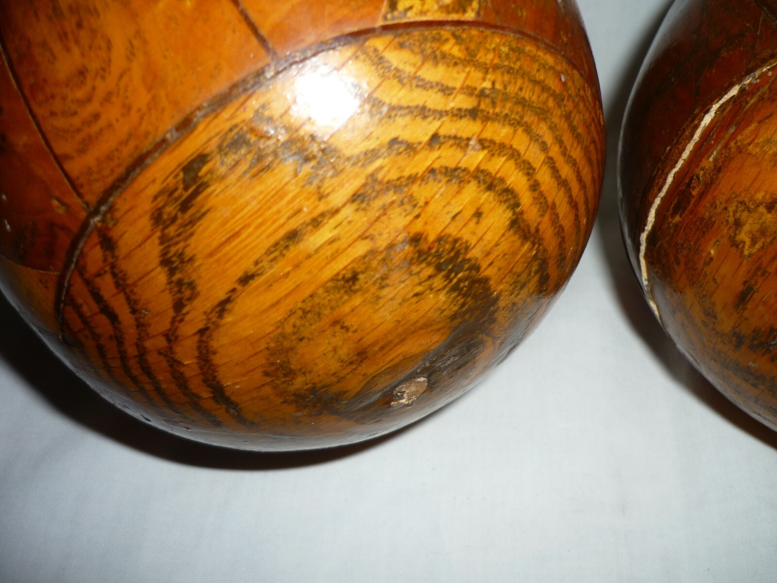 Antique handmade solid oak ? wooden balls