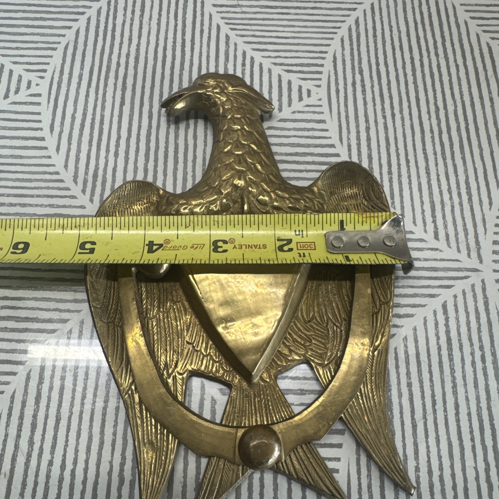 Solid Brass American Eagle Door Knocker Federal Colonial Revival Style Sign 1953