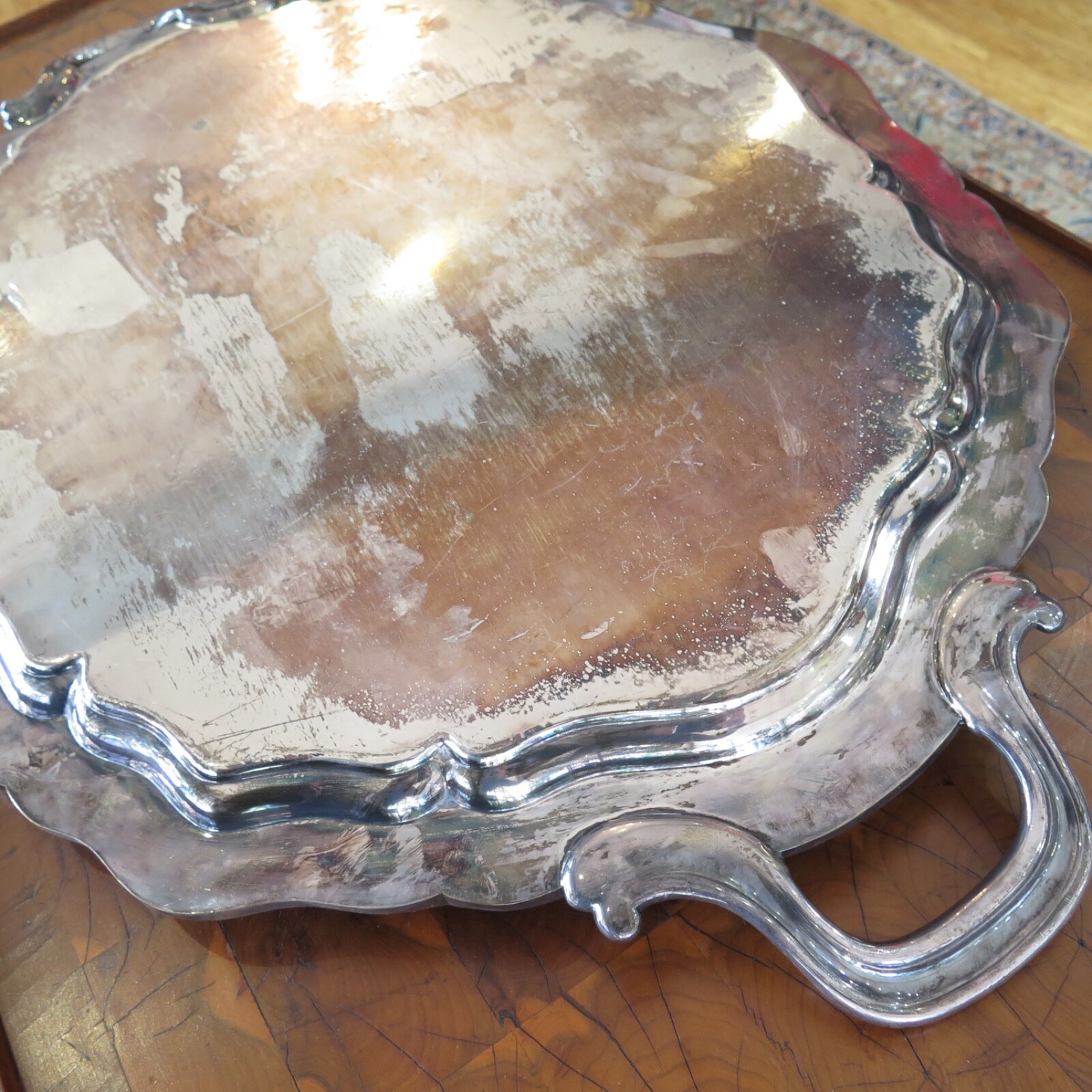 Large Engraved Reed & Barton, USA ‘Winthrop’ Silverplate Serving Tray, 76cm wide