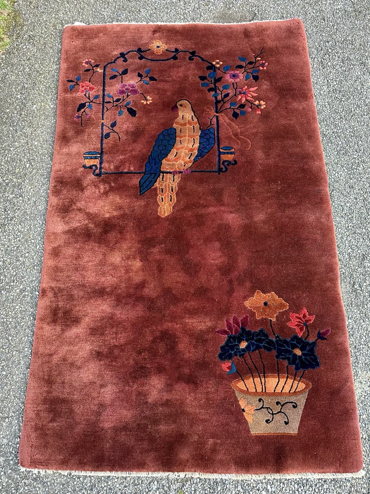 Circa 1920s ANTIQUE ART DECO CHINESE NICHOLS RUG 4.2×6.7 HEALTHY EVEN PILE