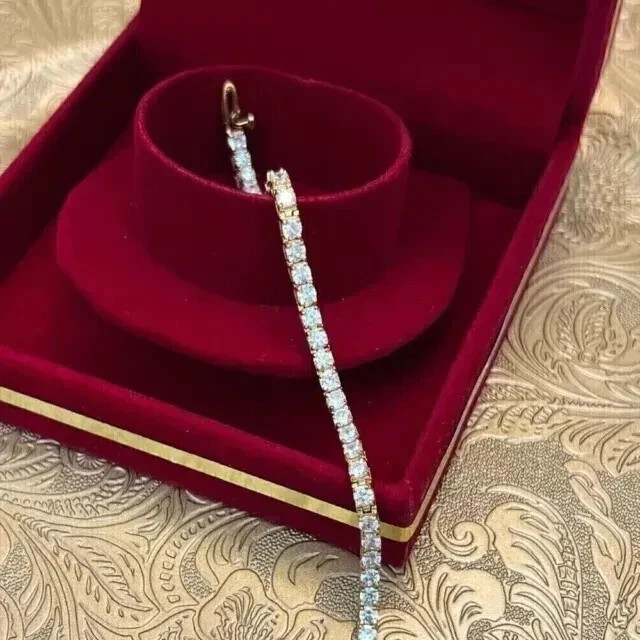 6Ct Round Cut Lab Created Diamond Women’s Tennis Bracelet 14K Yellow Gold Plated