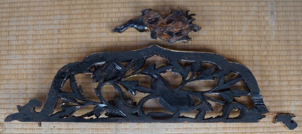 Japan wood Buddhist temple architecture frieze sculpture 1700s antique