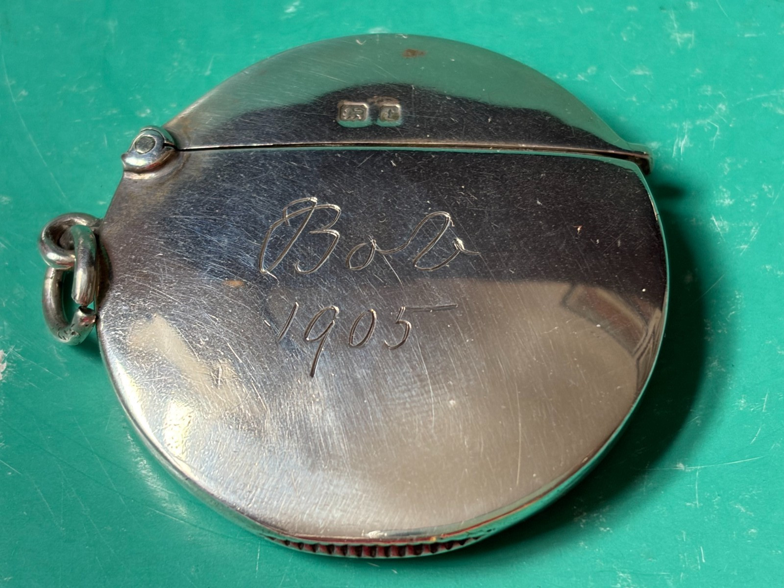 ANTIQUE STERLING SILVER ASPREY & CO LTD LONDON ROUND VESTA CASE BIRMINGHAM 1904