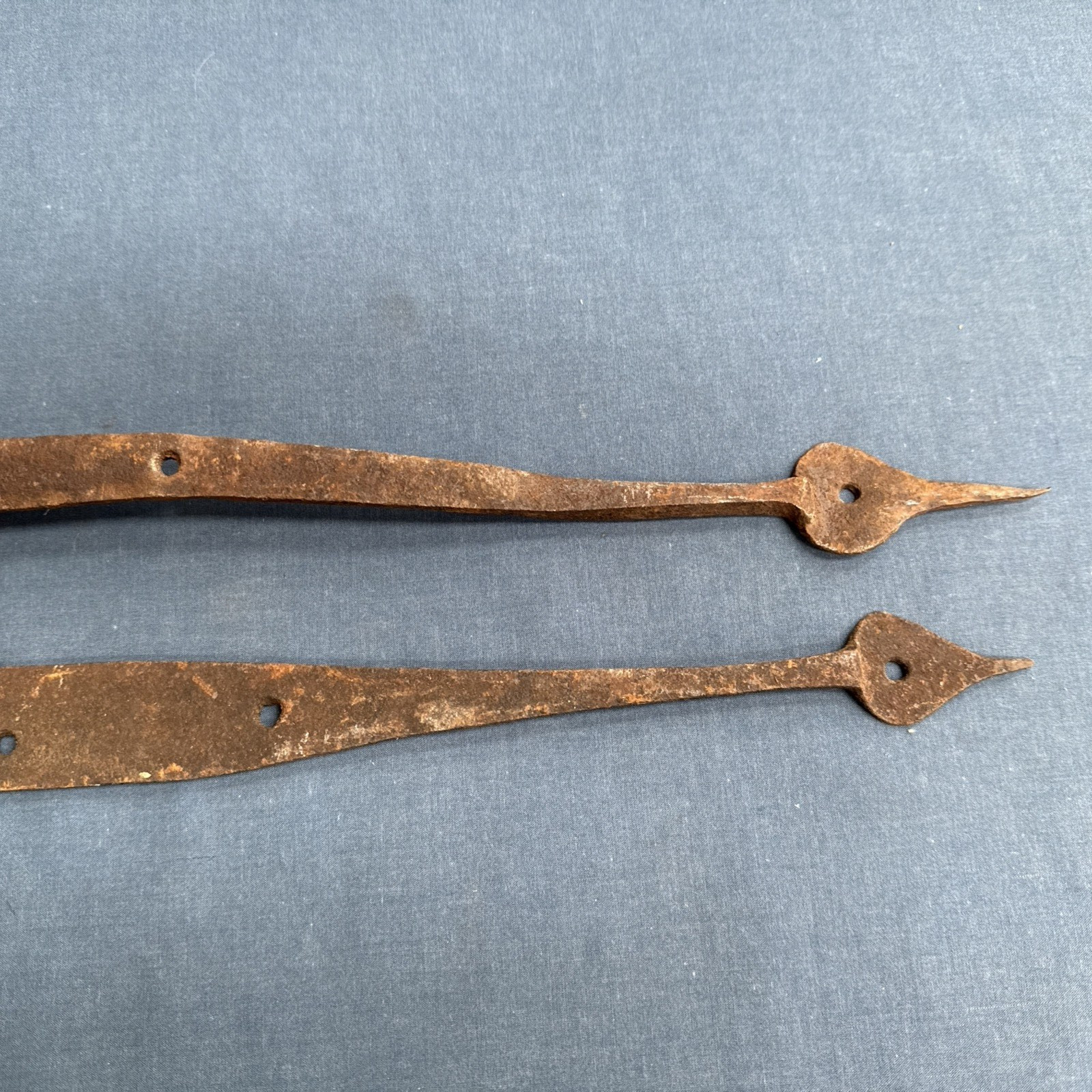 2 Large Antique Strap Hinges Wrought Iron Barn Door Hardware 30 1/4″ & 29 3/4″