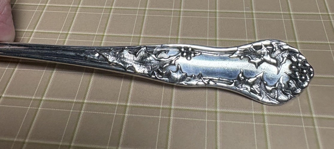 E.H.H. Smith Silver Plate, “Holly” Cocktail Pickle Fork, 5 5/8 in., No Monogram