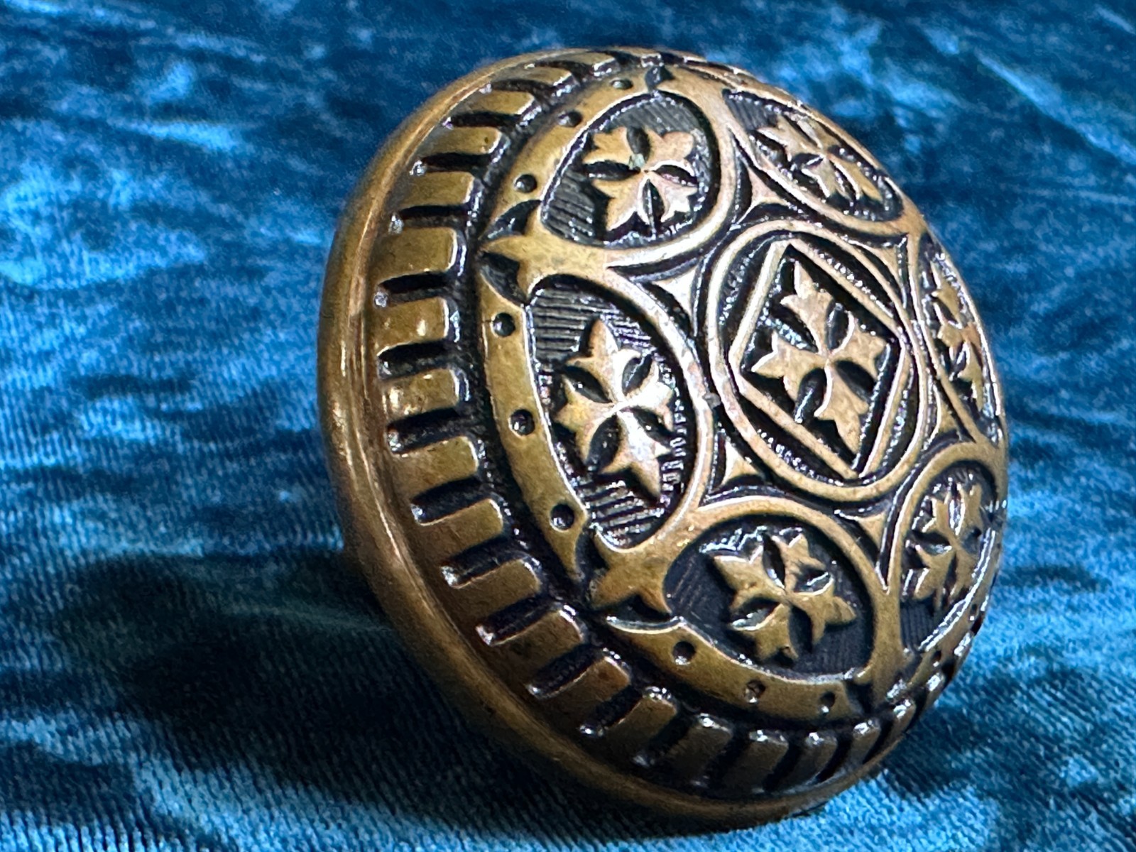 Eastlake Antique c.1885 Bronze/ Brass Sixfold Vernacular Door Knob J-20800