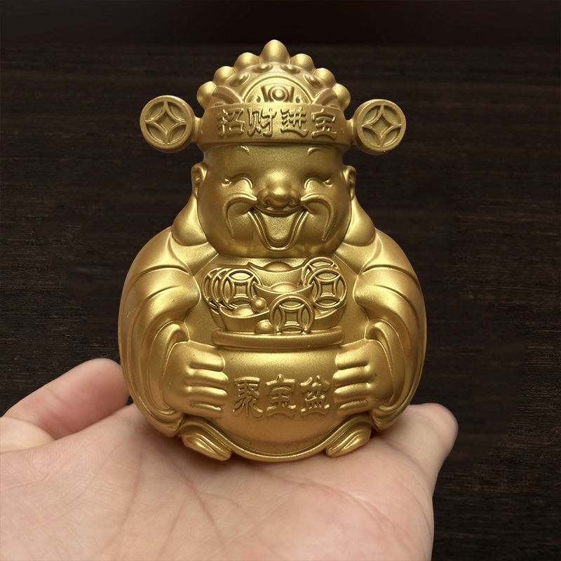 Smiley Face God of Wealth Ornament Metal Cornucopia Sand Gold Pocket Decorative