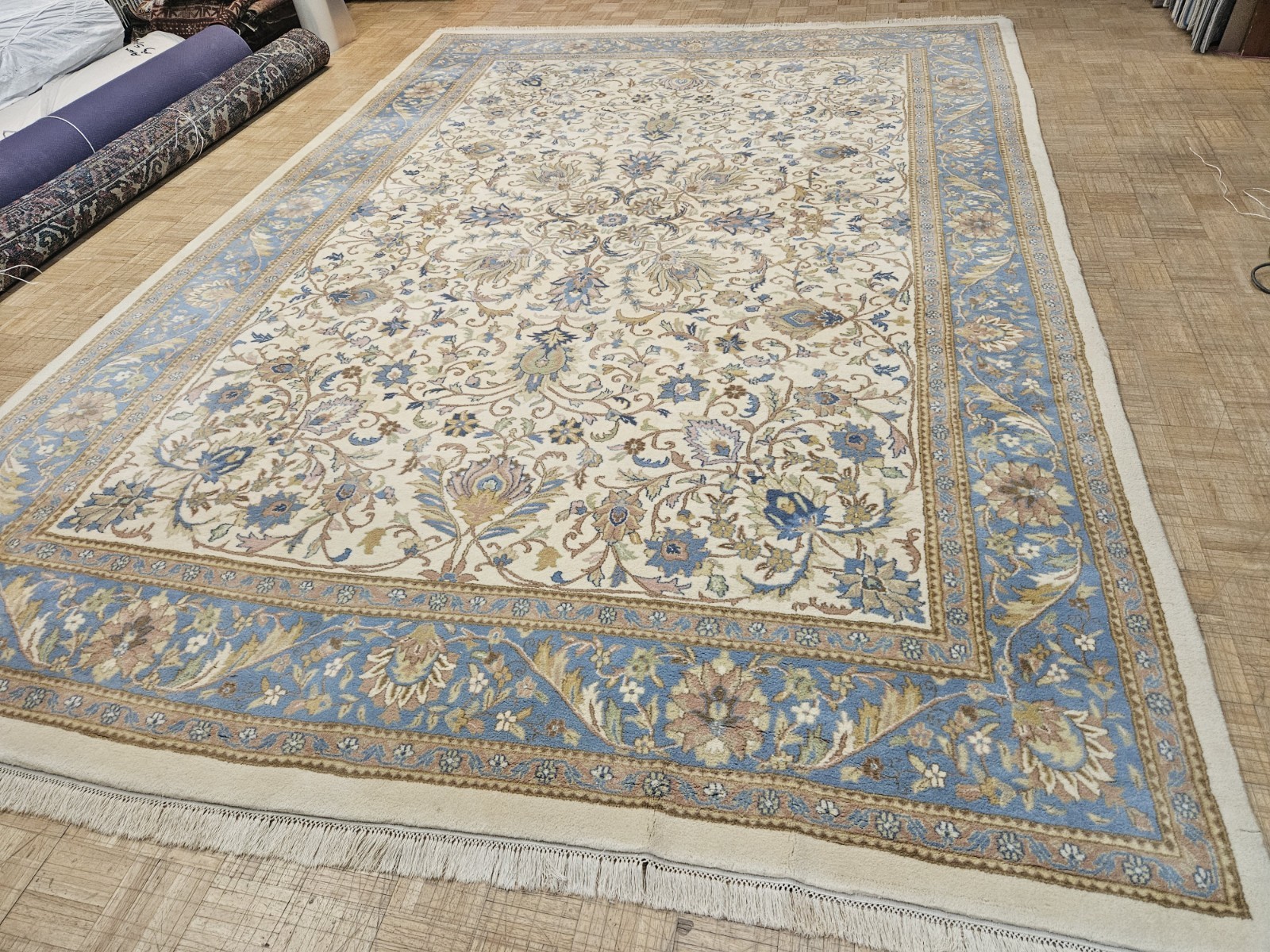 10×14 INDO KIRMAN HAND WOVEN 100% WOOL ORIENTAL RUG VERY FINE