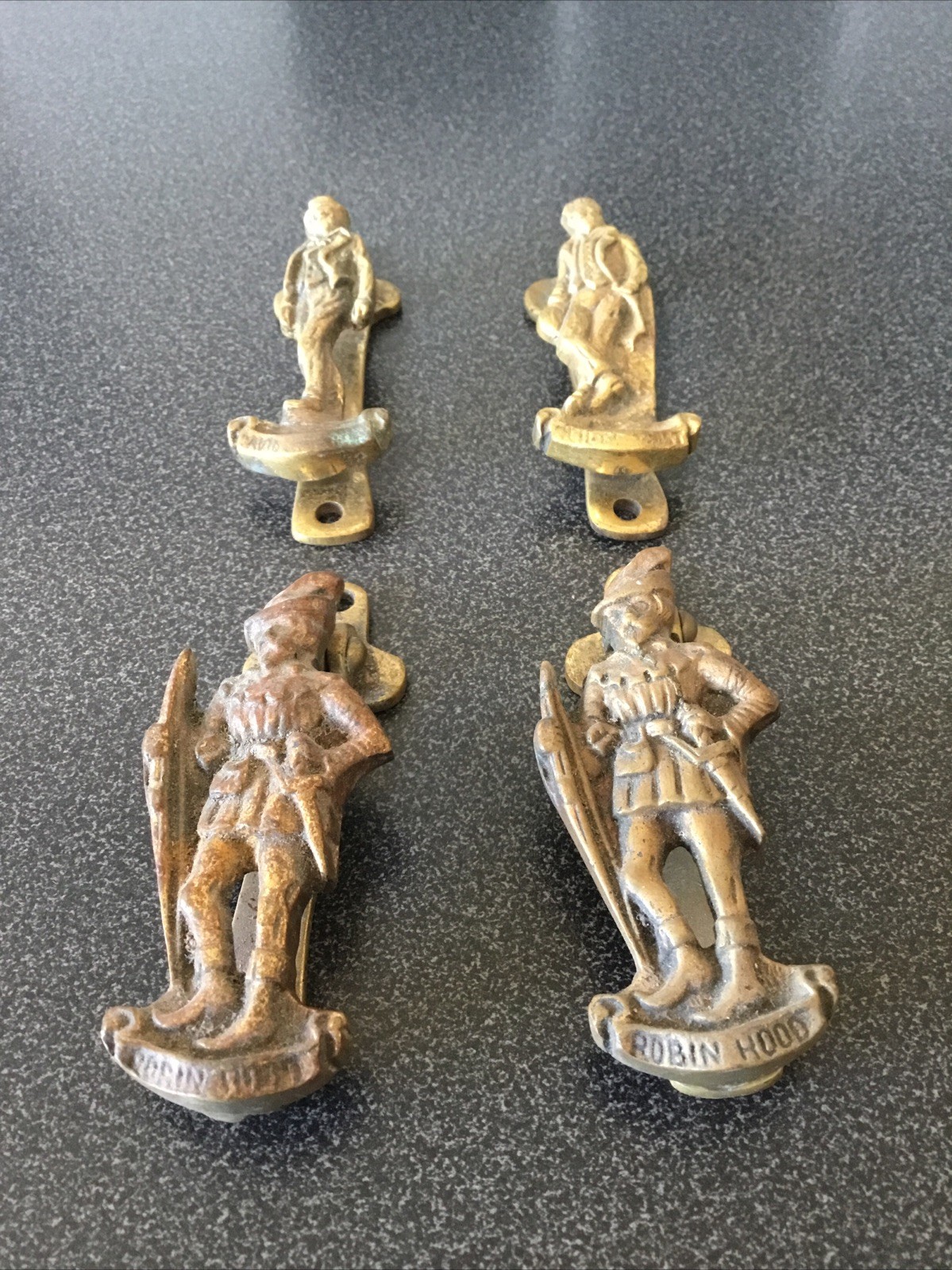 Vintage solid brass door knockers , Robin Hood Plus Others x4