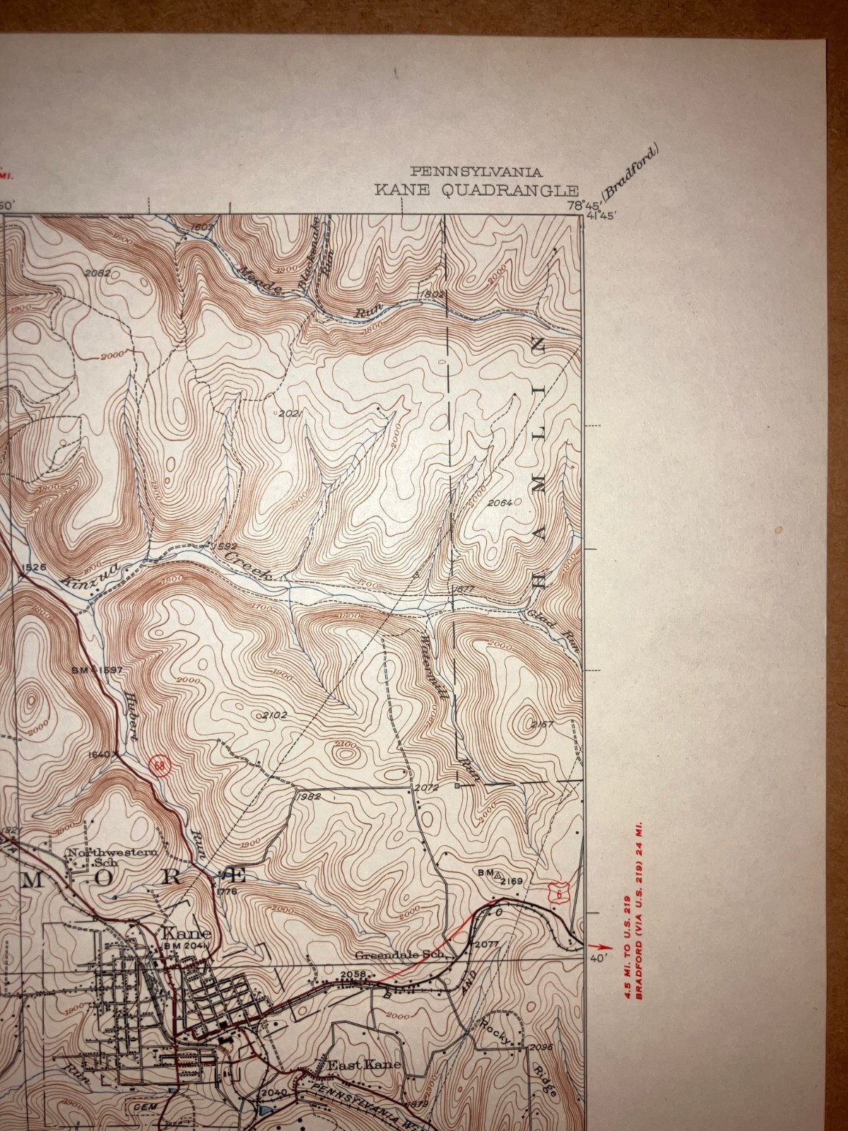 Kane PA McKean County Old USGS Topographical Geological Survey Quadrangle Map