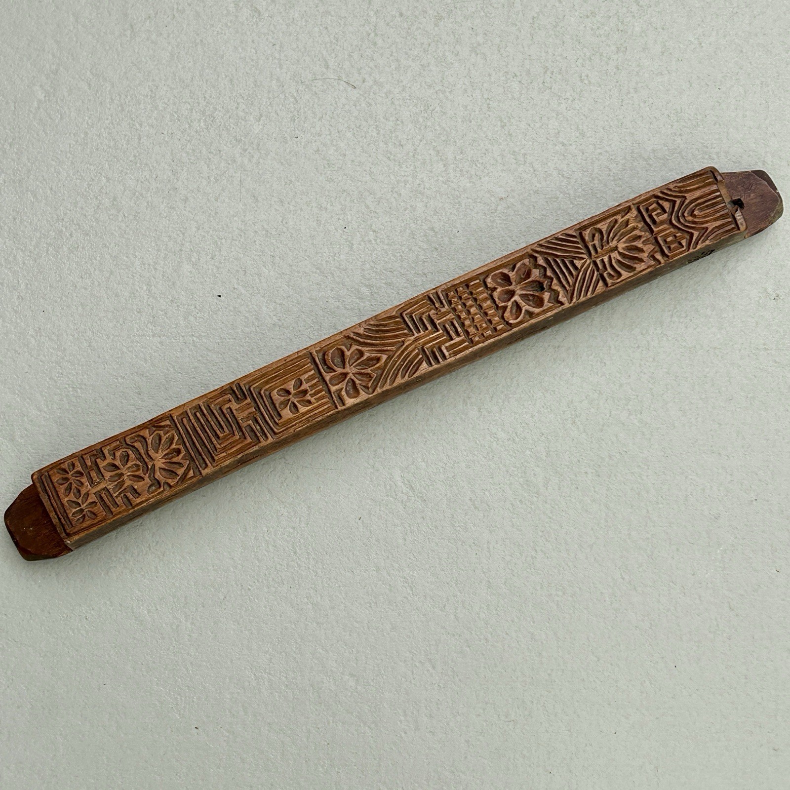 Antique Chinese Wood Border Printing Block Textile Wallpaper Stamp 21″