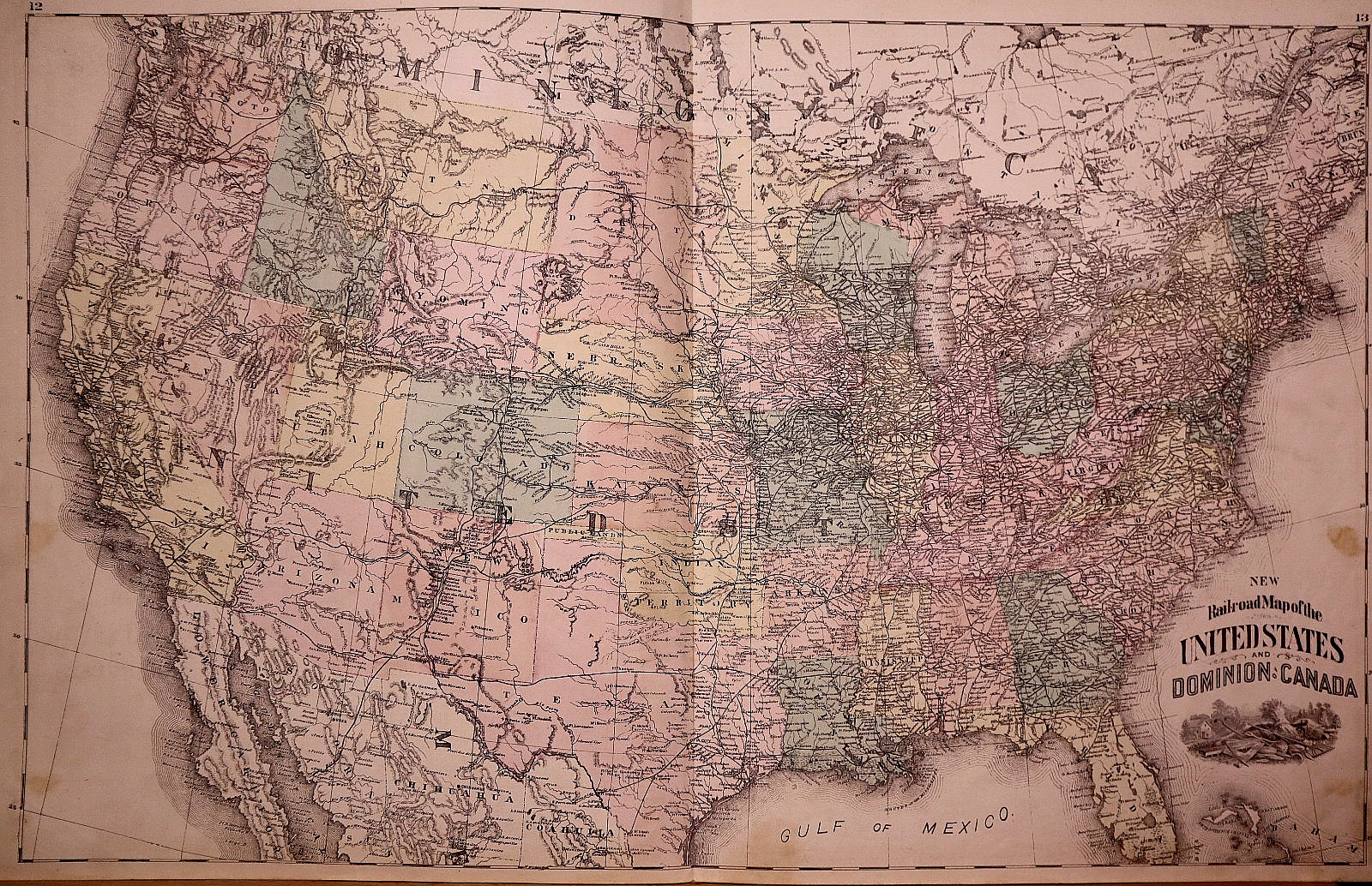 Antique 1879 Early Map of The Dominion of Canada & United States 17×28-#04