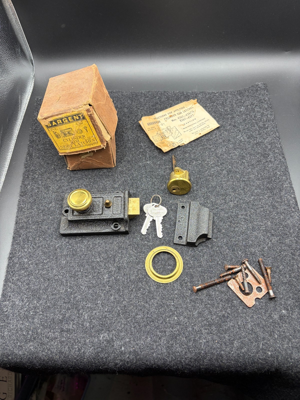 Vintage original SARGENT #4267 Cylinder Rim Night Latch with Keys – UNUSED