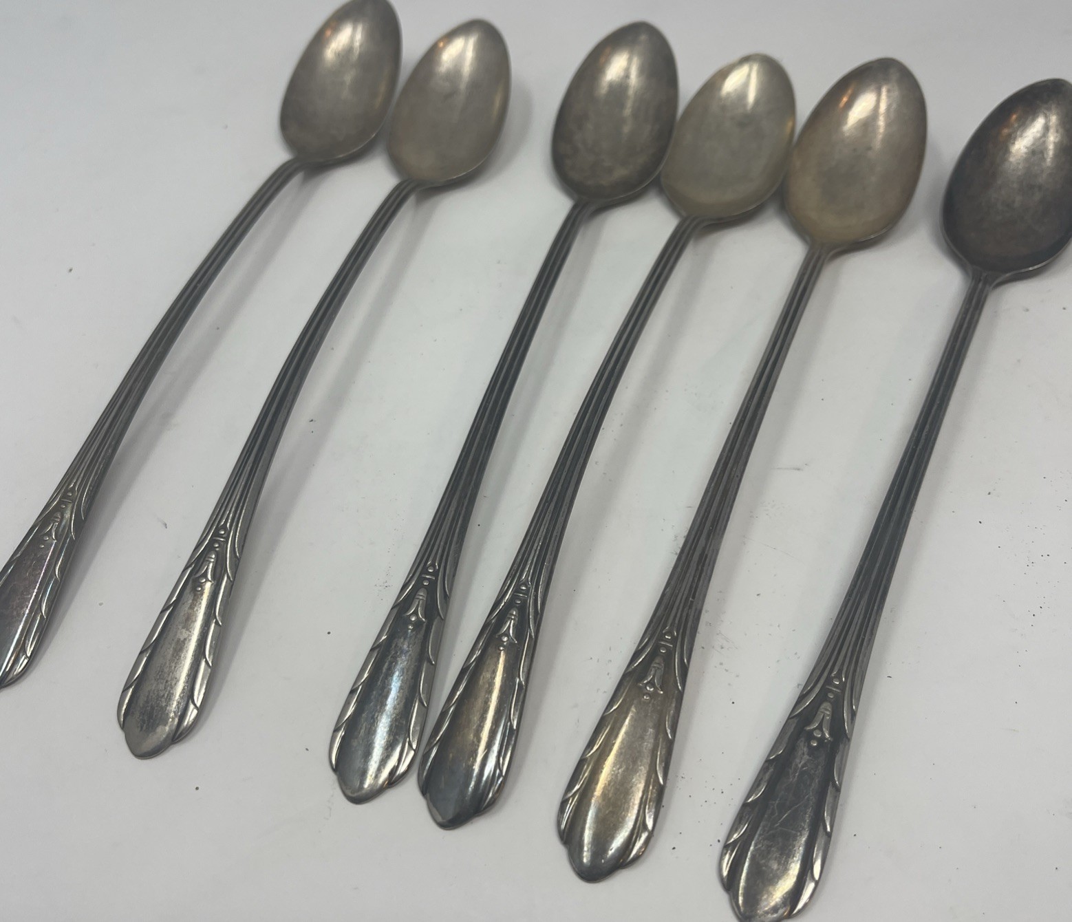Vintage SENATE Silverplate GENESEE Long Handle Ice Tea Spoons 7.5” Lot of 6
