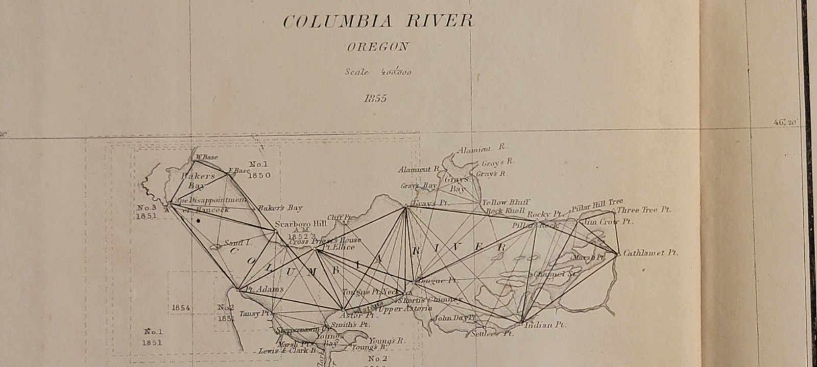 1855 Sketch J No. 2 Coast Survey triangulation chart Pacific West CA Coast Bache
