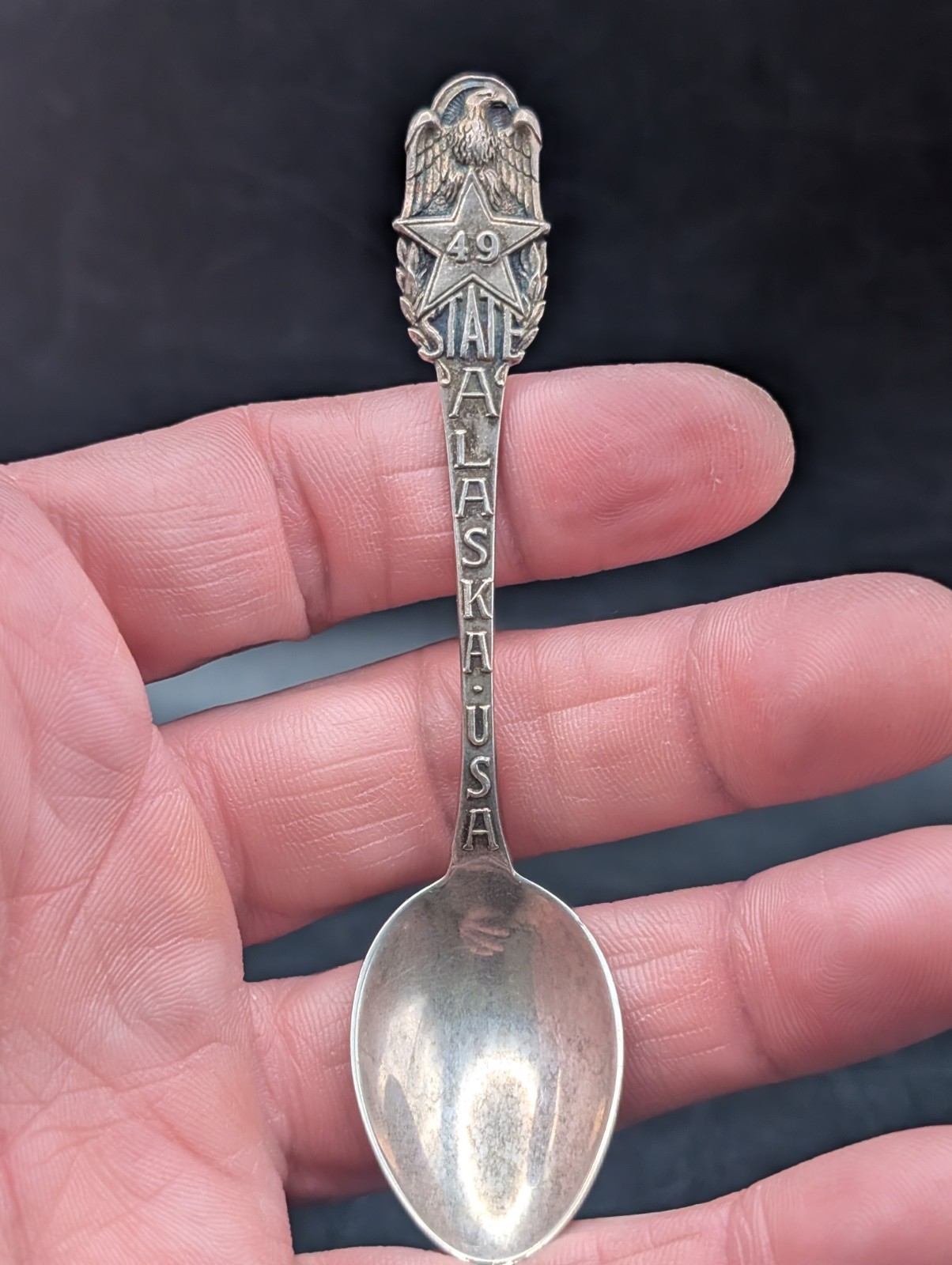 🔥 VTG JOSEPH MEYER STERLING SILVER 49TH STATE ALASKA SOUVENIR SPOON 11.5 GRAMS