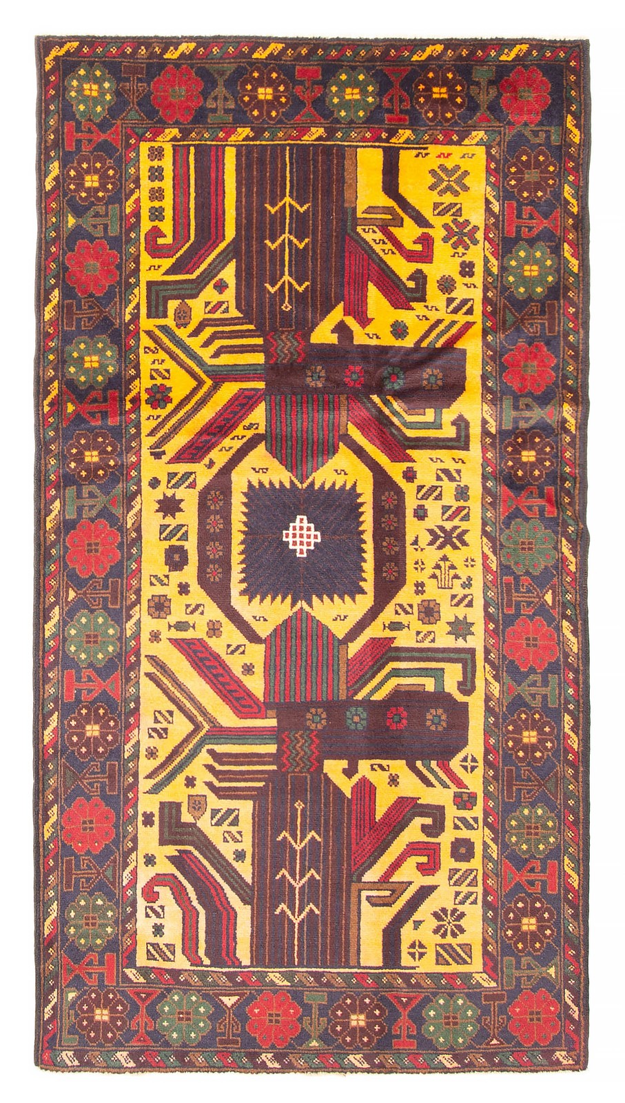 Vintage Hand-Knotted Area Rug 3’7″ x 6’9″ Traditional Oriental Wool Carpet