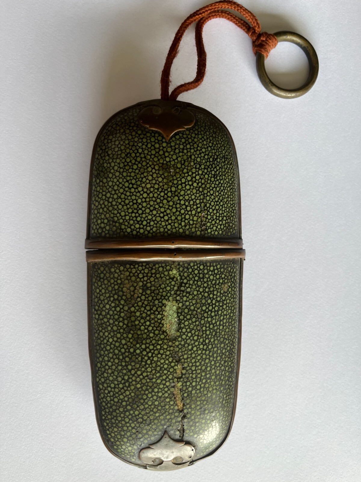 👍 19TH CENTURY CHINA CHINESE SHAGREEN EYE GLASS SPECTACLE CASE BOX 1