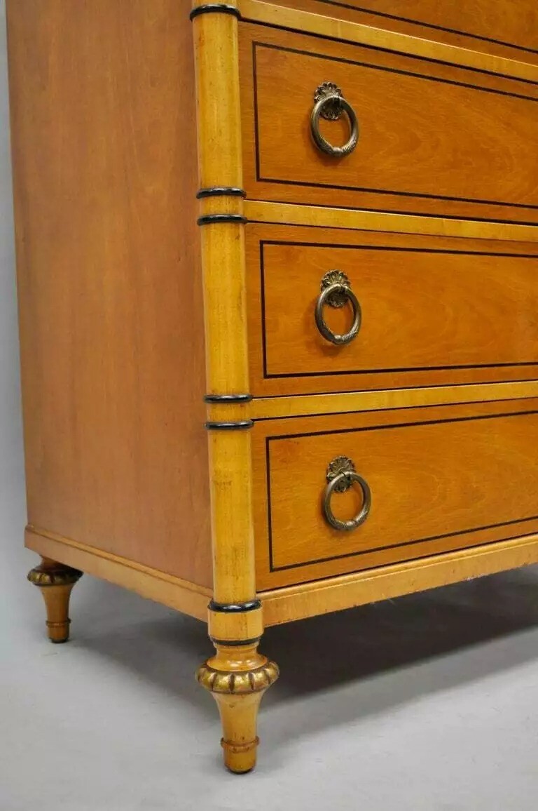 Kittinger French Regency Style Satinwood & Rosewood Tall Chest Dresser Cabinet