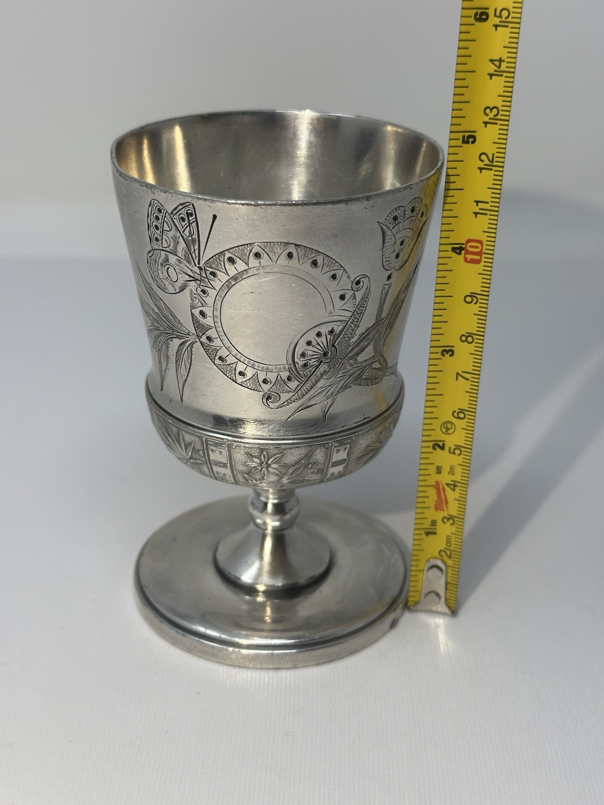 Antique Pairpoint Quadruple Plated Goblet Water Wine Butterfly Floral Victorian