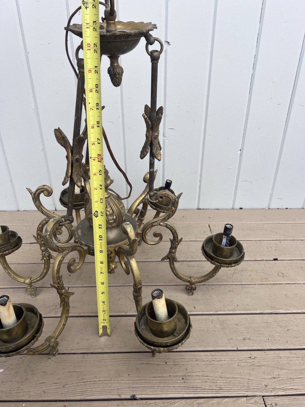 Vintage brass Large chandelier light Hollywood Regency Castle Victorian Spanish