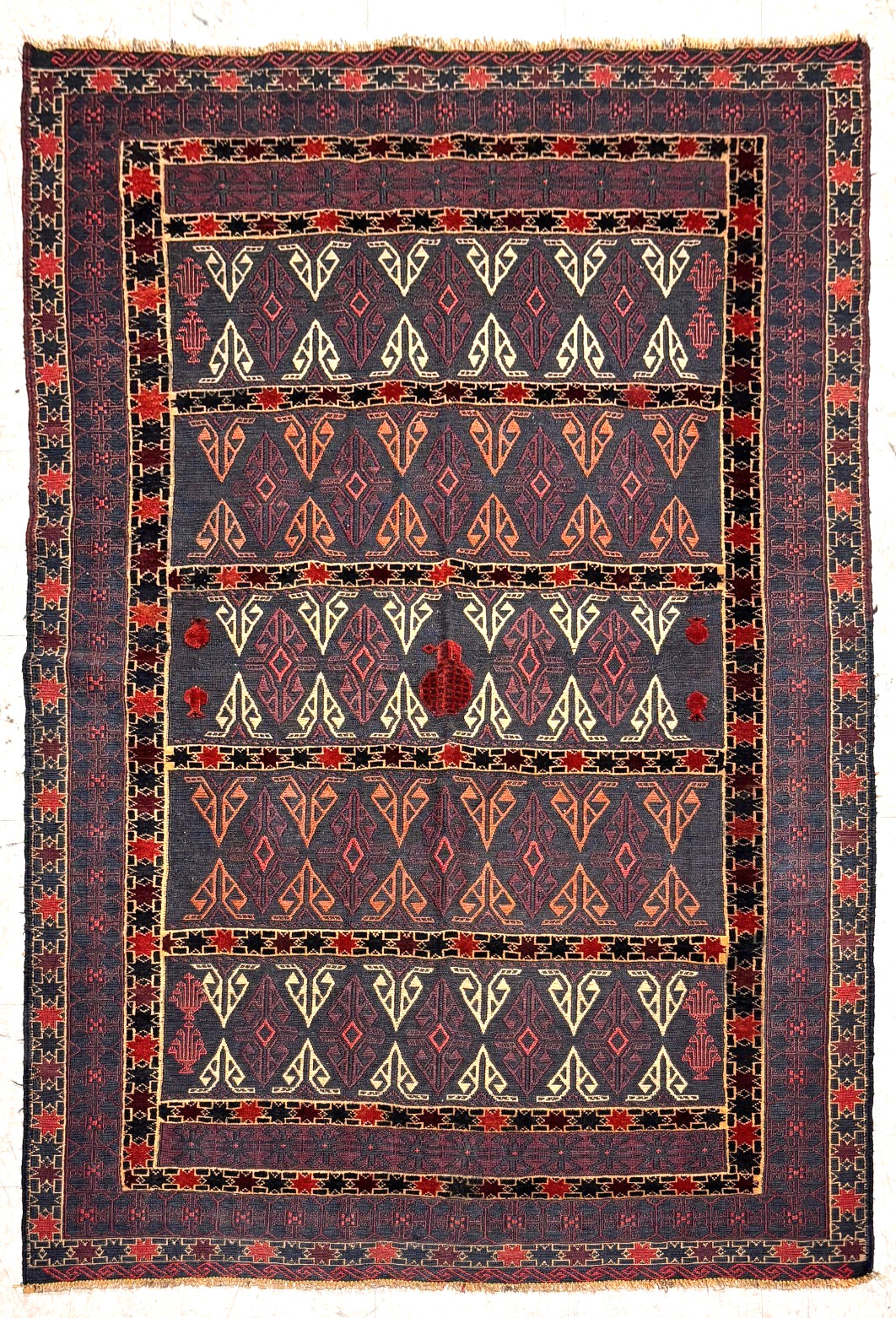 Hand Knotted Wool Soumak Kilim Rug 4×7 ft Tribal Oriental Area Flatweave Vintage