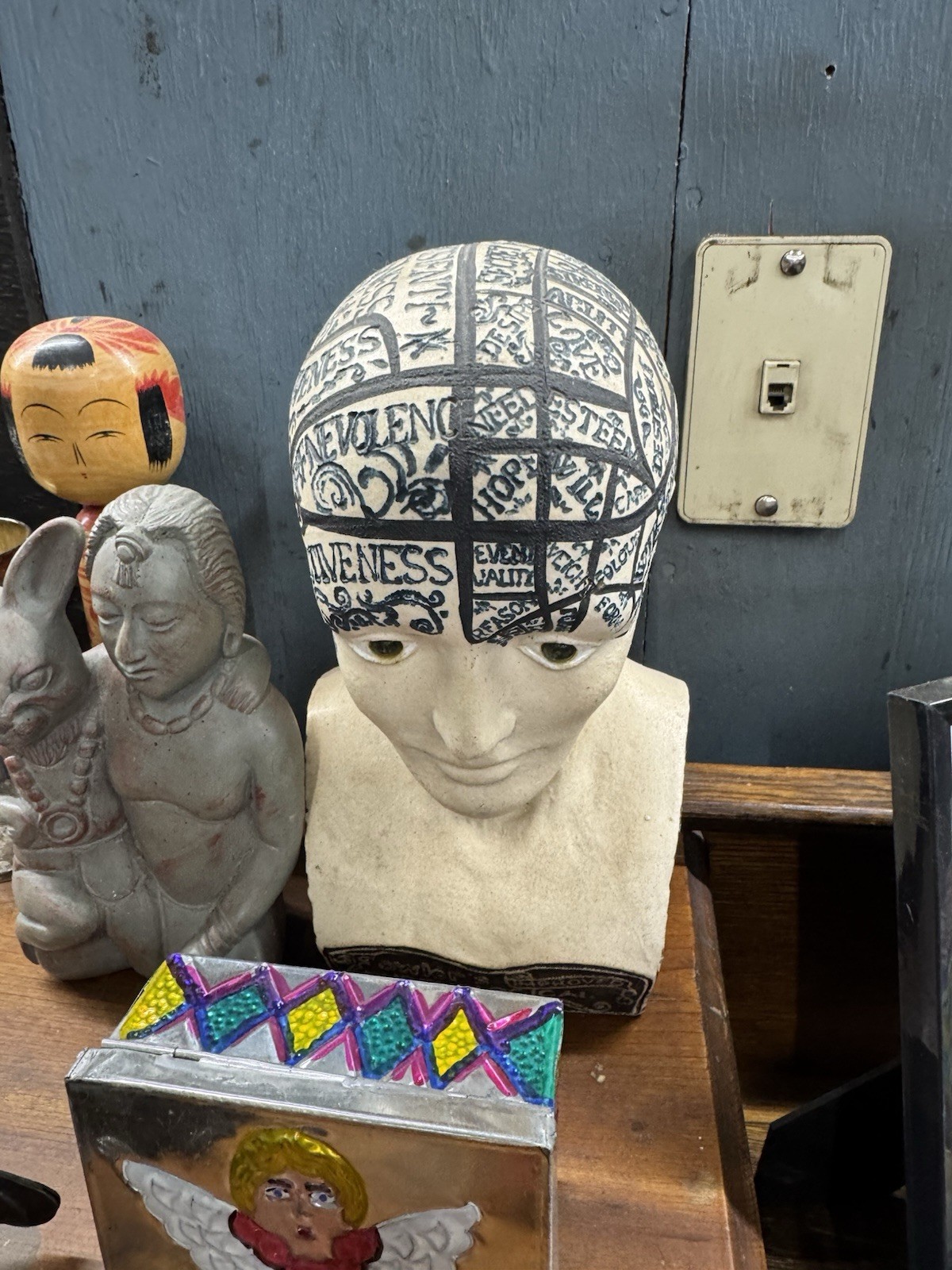 Antique Fowler’s Improved Phrenological Head Phrenology Bust Ceramic 9-1/2″