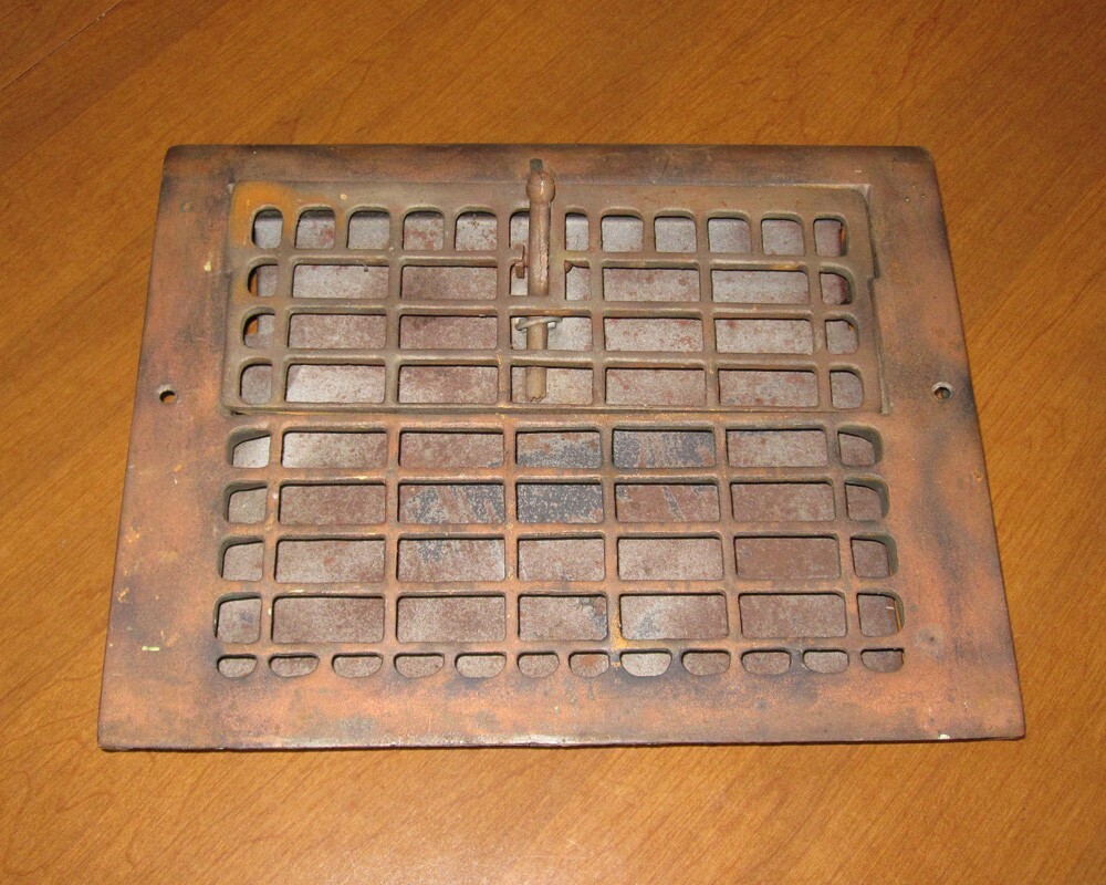 Antique Salvage Heat Register Grate Cast Iron Arts & Crafts Mission CopperFinish