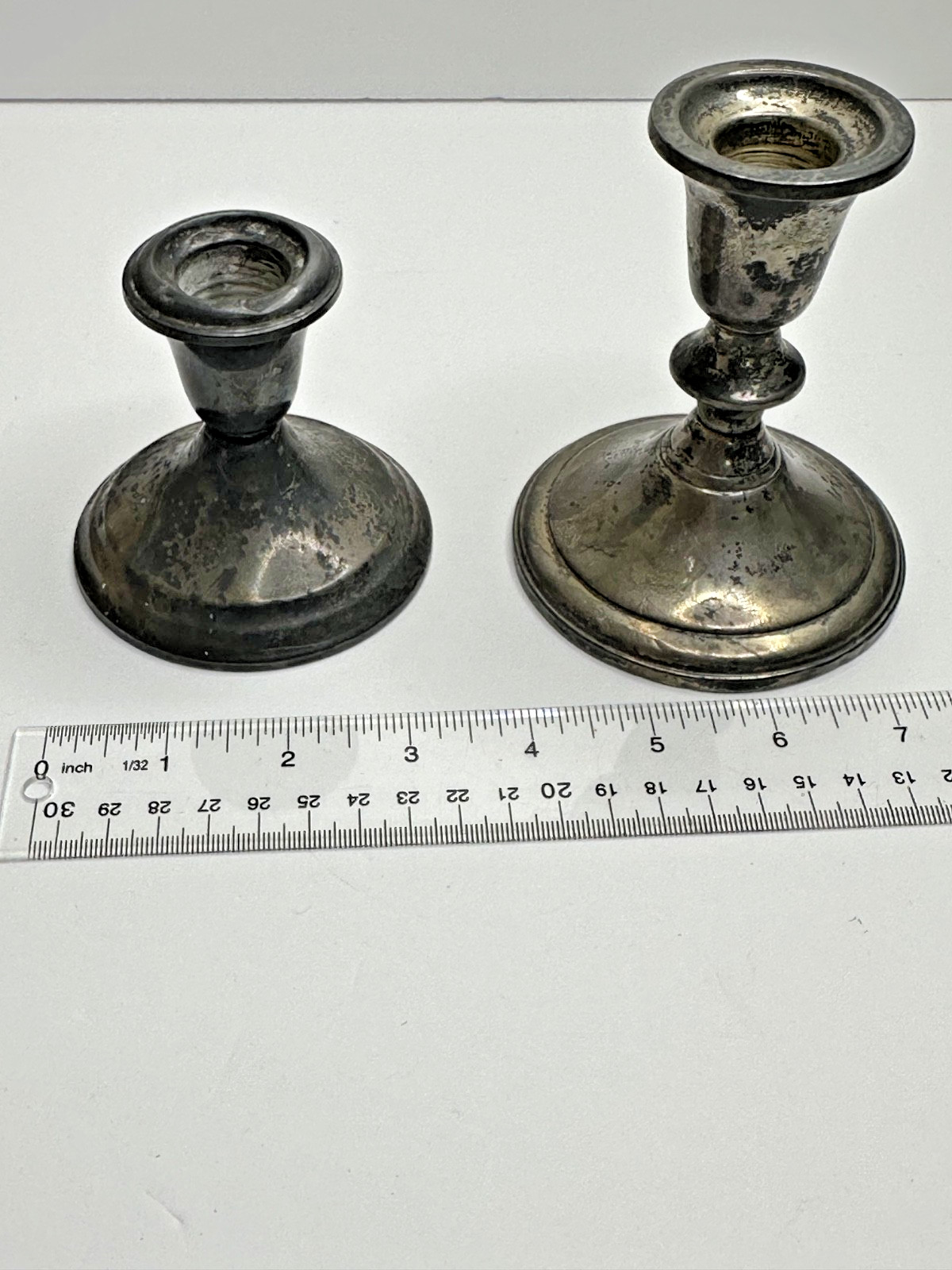 Gorham Towle Sterling Silver candlesticks Set 2 Weighted Patina As Shown 462 g