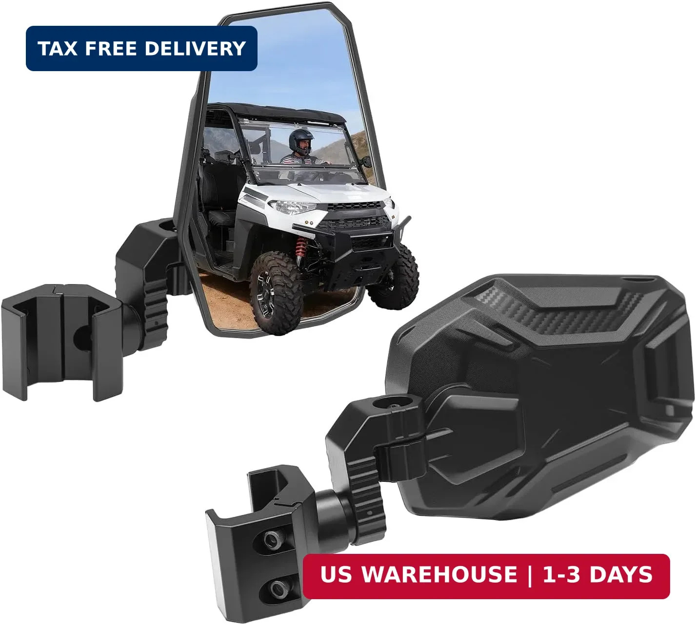 KEMIMOTO UTV Side Mirrors, UTV Rearview Mirrors Fit for Windshield Compatible wi