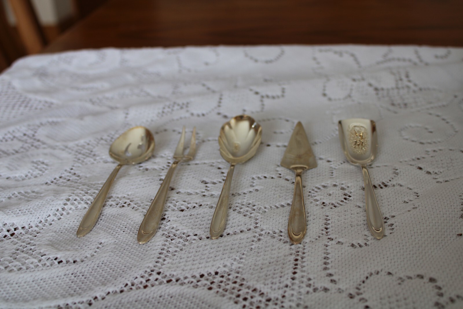 Meriden Silverplate 5 Piece 1938 First Lady Condiment Utensils Hostess Set