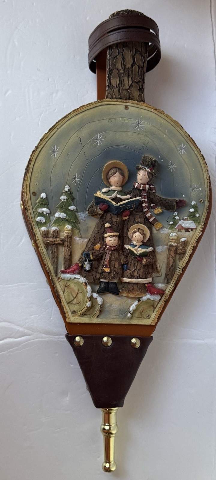 VINTAGE Christmas Carolers Bellow Fireplace Hand Pump Blower Decor Holiday