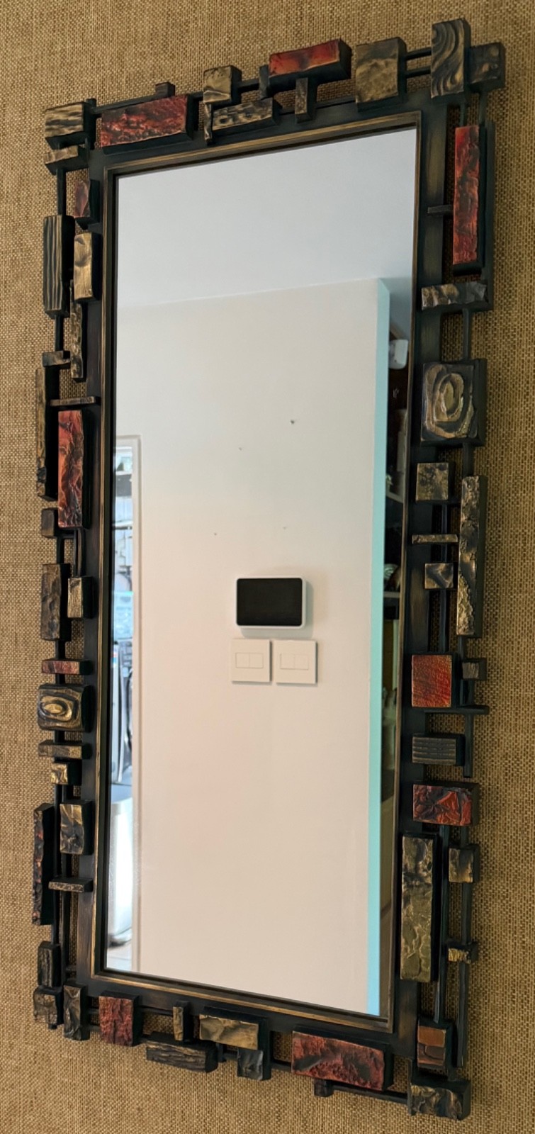 Vintage 70s SYROCO Brutalist Mirror Molded Plastic Mid Century Wall Hanging