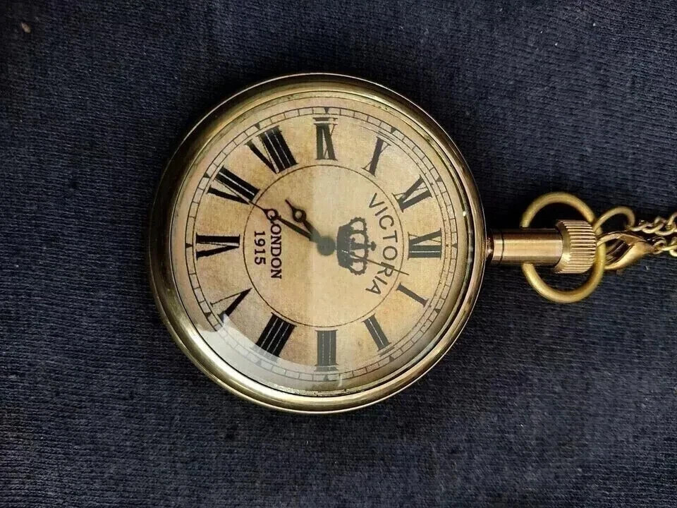 Victorian Era Brass Pocket Watch – 1915 London Maritime Replica
