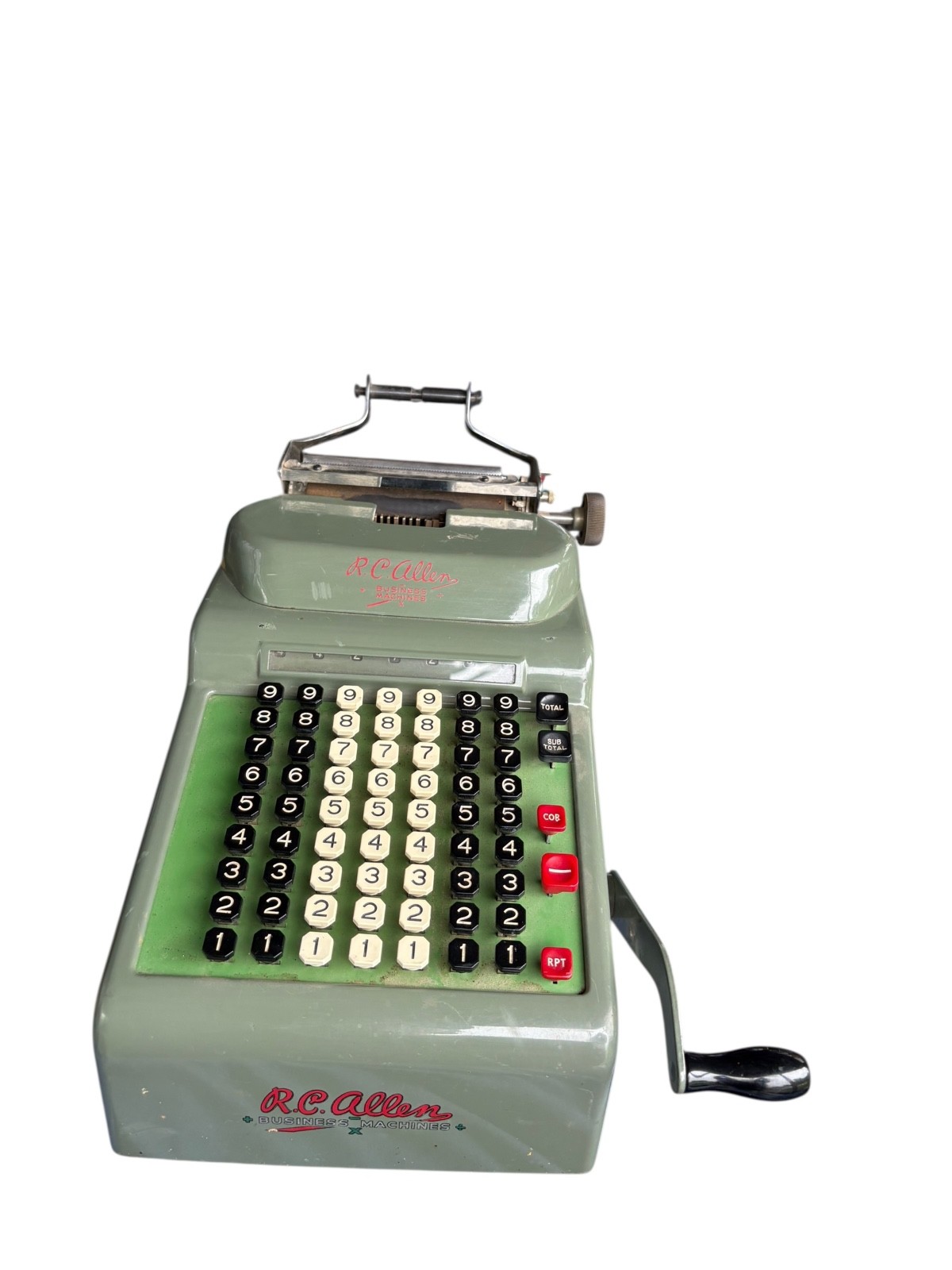 Mechanical Adding Calculator Business Machine Crank Register Vintage RC Allen 75