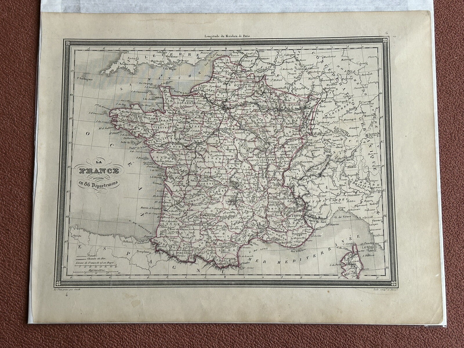 1847 Vuillemin LA FRANCE en 86 Départmens Antique Map
