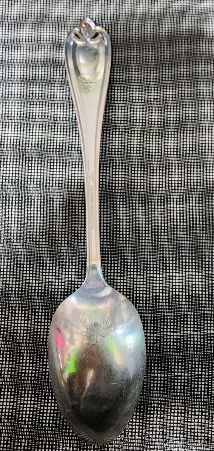 👌ANTIQUE P MONOGRAMMED c1911 OLD COLONY SILVERPLATED TABLE SERVING SPOON 🥄