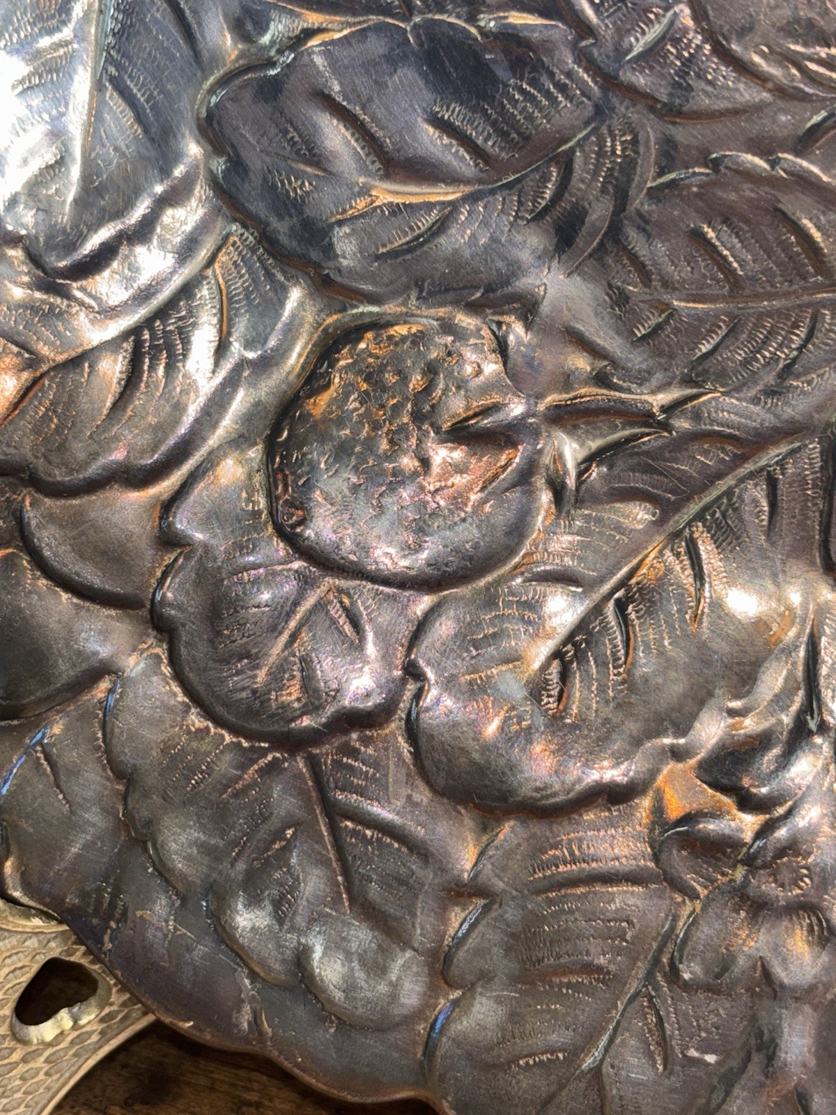 Antique Reed & Barton 13” Silverplate Repoussé Strawberry Charger Plate # 115