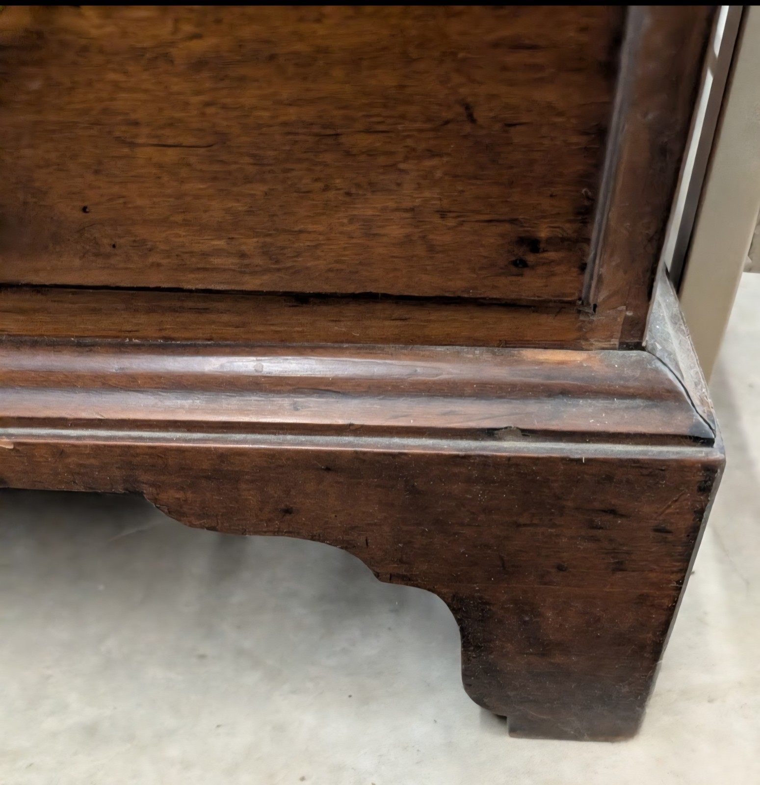 Early 18th Century Walnut Fall Front Desk W/Brass Handles + OG Key Covers