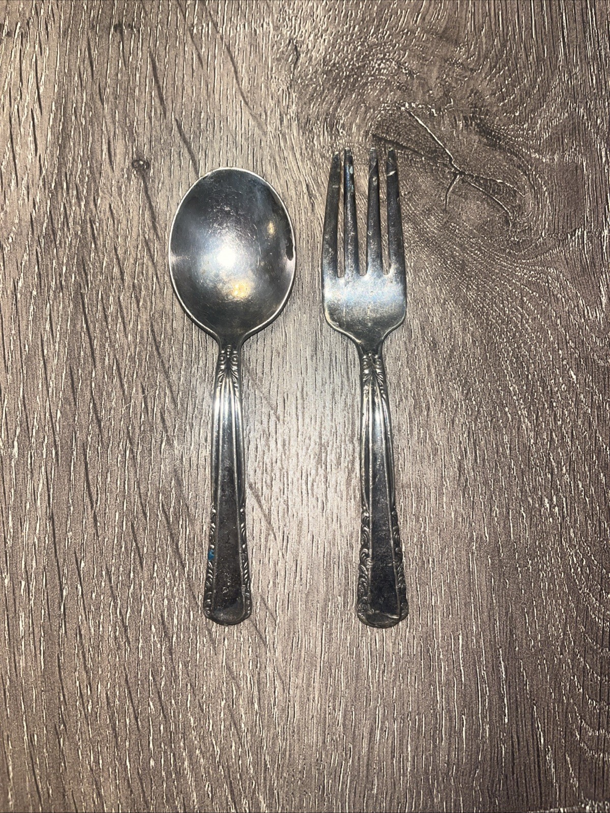 1951 Holmes & Edwards May Queen Baby Spoon Fork Set Vintage Silverplate Flatware