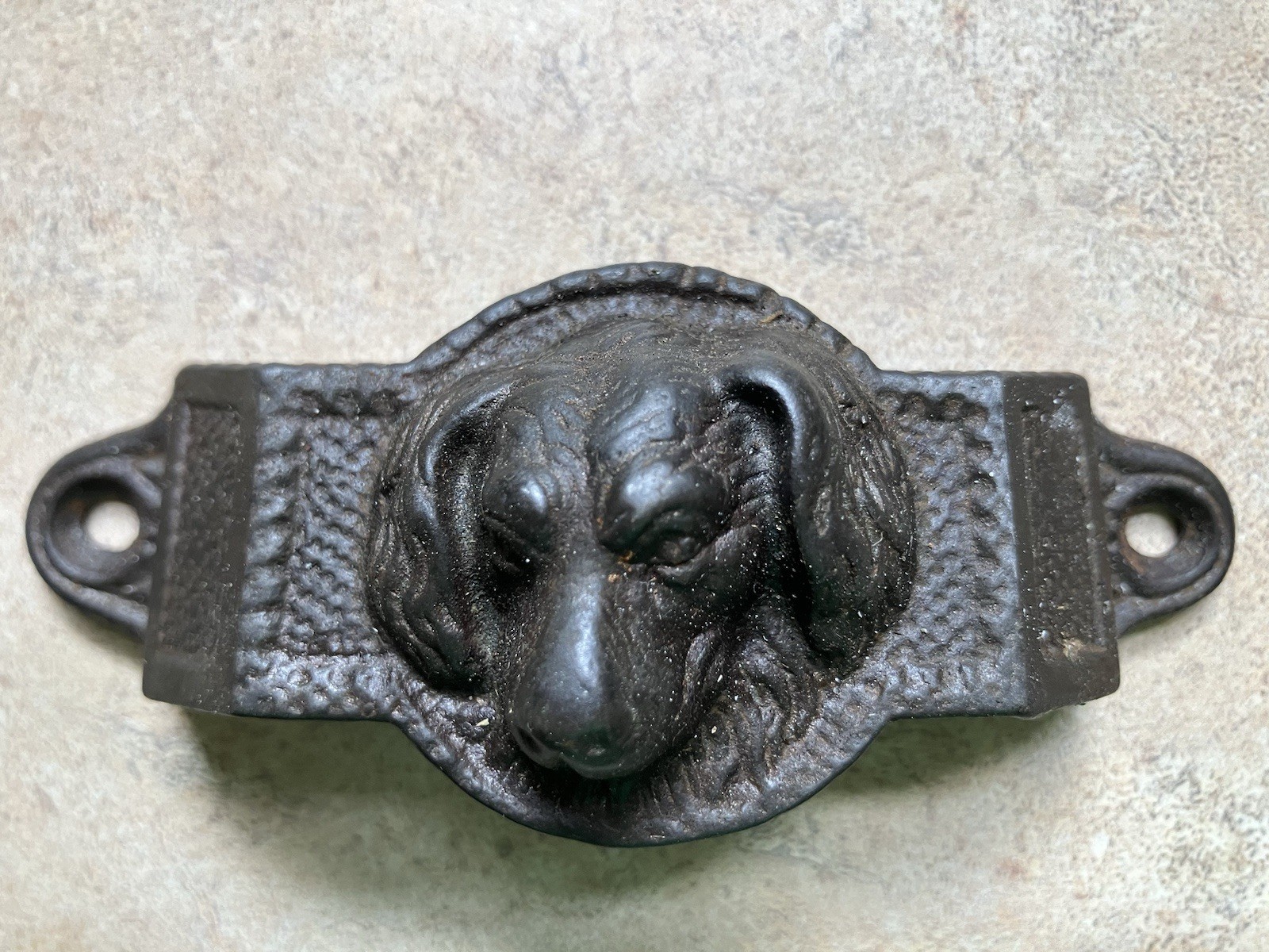 Antique Cast Iron Bin Pull Dog Face Drawer Cabinet Pull Handle Hardware
