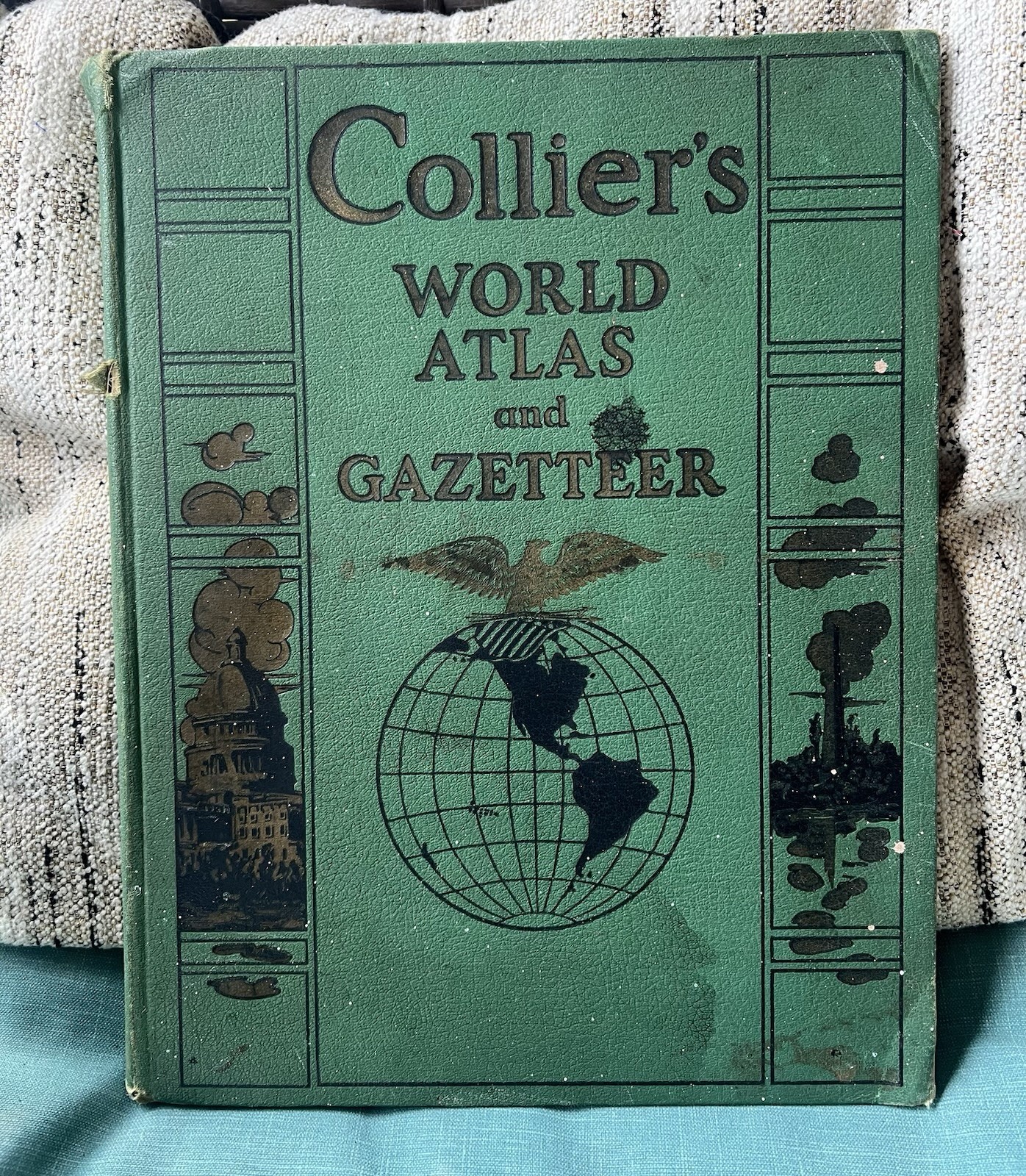 Collier’s World Atlas Gazetteer Hardcover Maps Book Large Color Maps VTG 1943