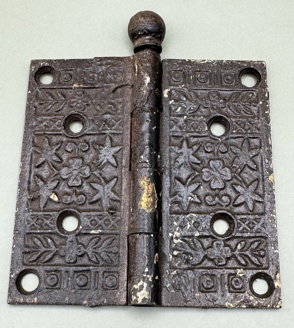Ornate Cast Metal Brass Victorian 4″ x 4″ Hinge Salvage Restoration Hardware