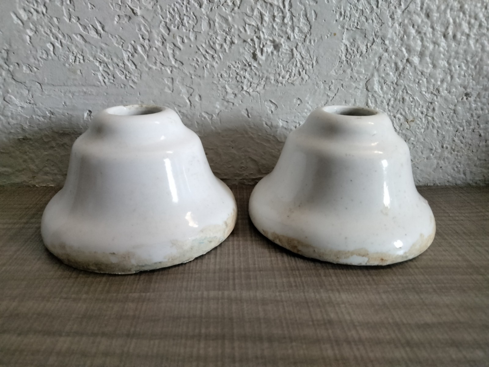 Lot of 2 Vintage Speakman White Porcelain Bathtub Shower Escutcheons ~ Salvaged