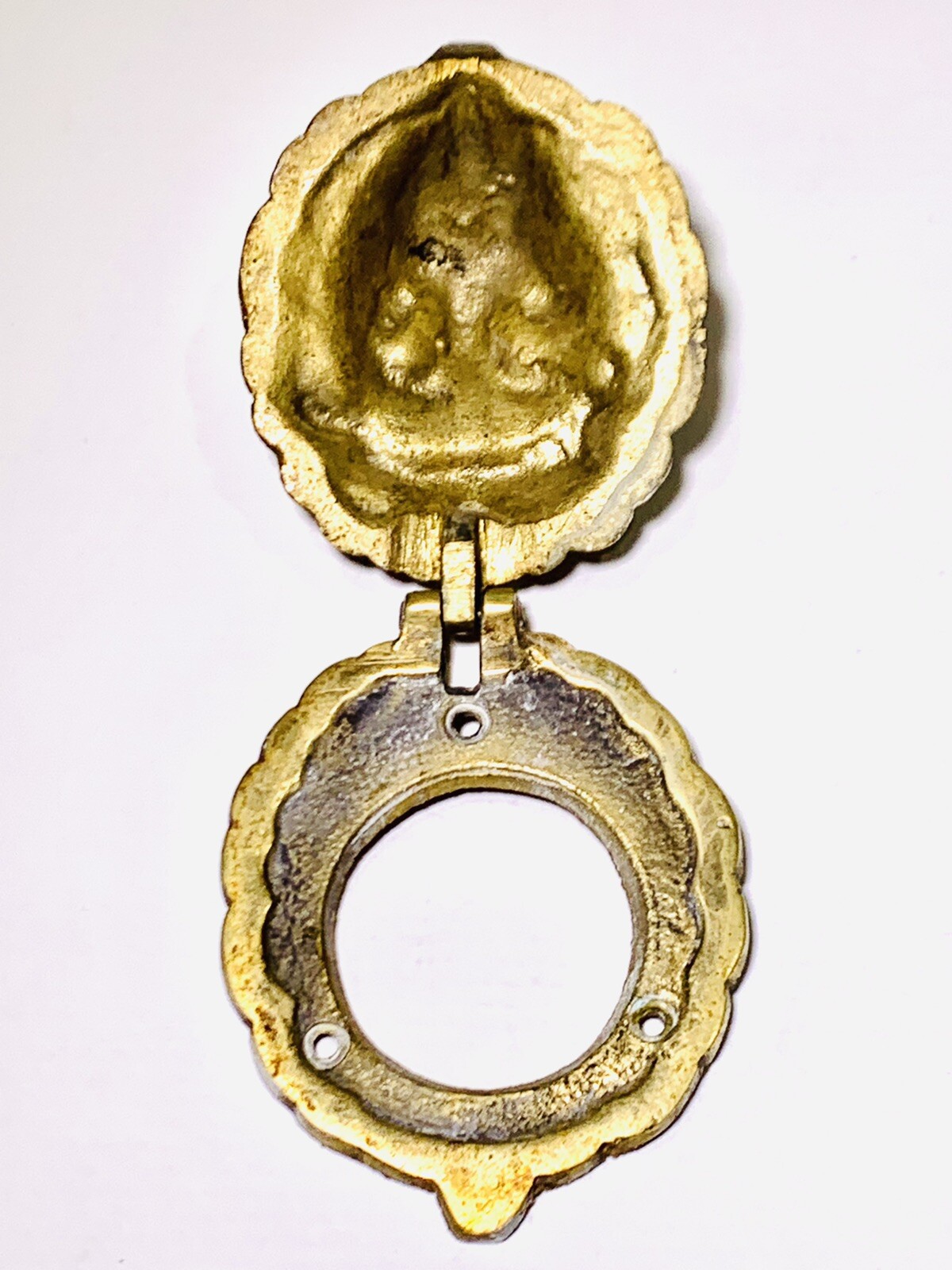 Vintage Brass Lion Door Knocker 3-3/8”x2-5/8”x1-3/8” With Original Brass Screws
