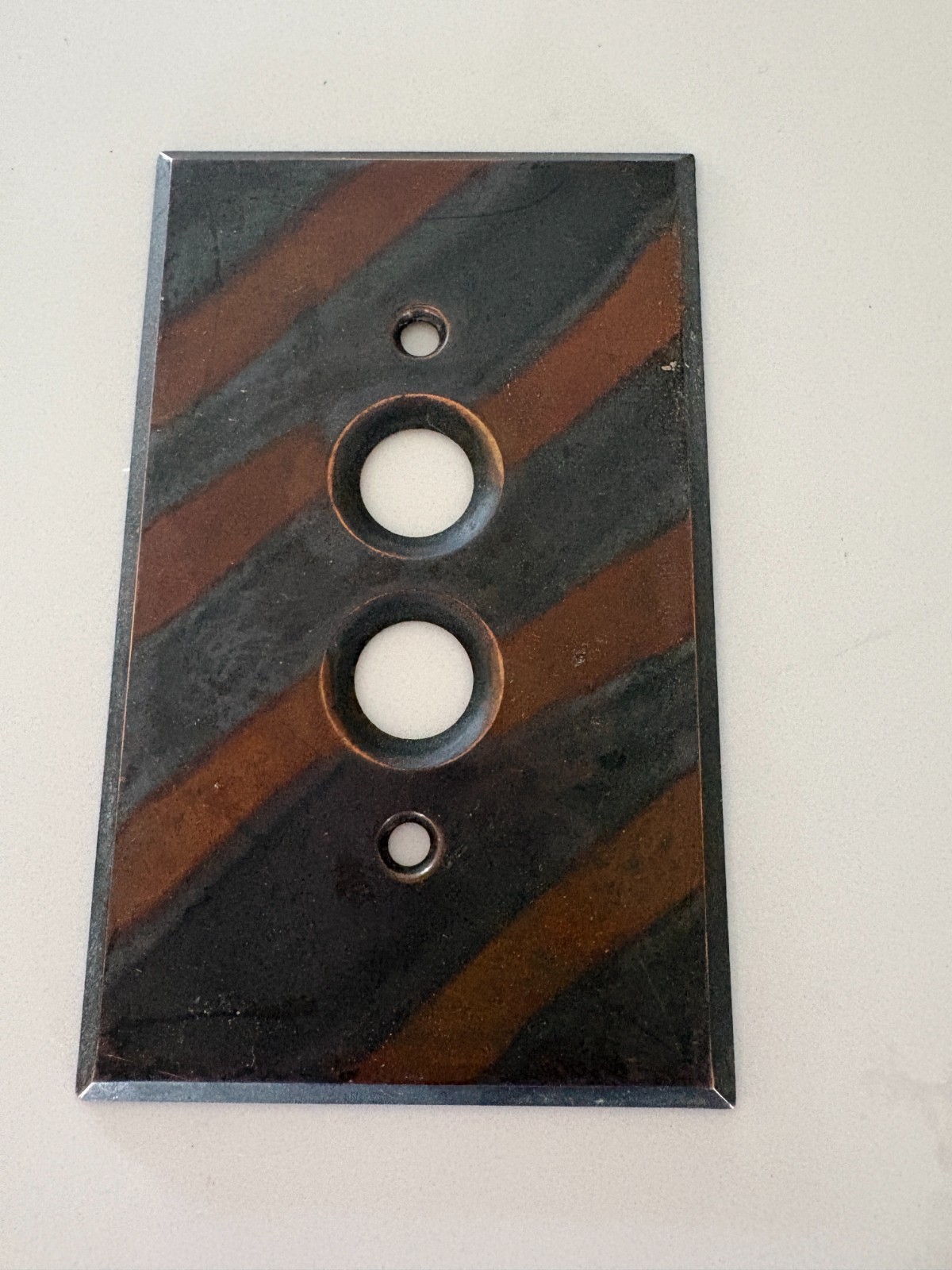 Tiger Striped Antique Push Button Switch Plate – Single Gang